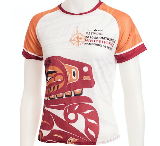 Custom race jersey for the 2010 Haywood Ski Nationals in Whitehorse with a Northwest Coast formline design